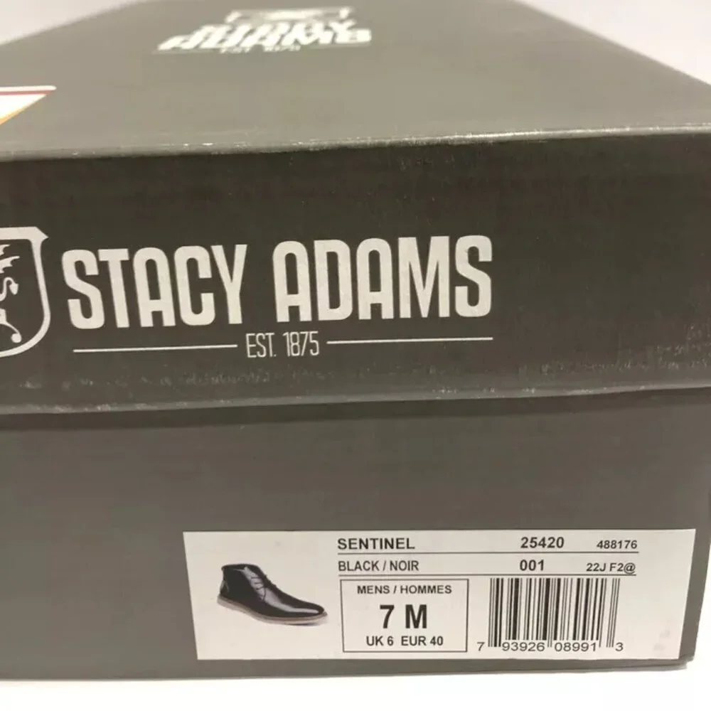 Stacy Adams Men’s Sentinel, Black Chukka Boots, Size 7 M